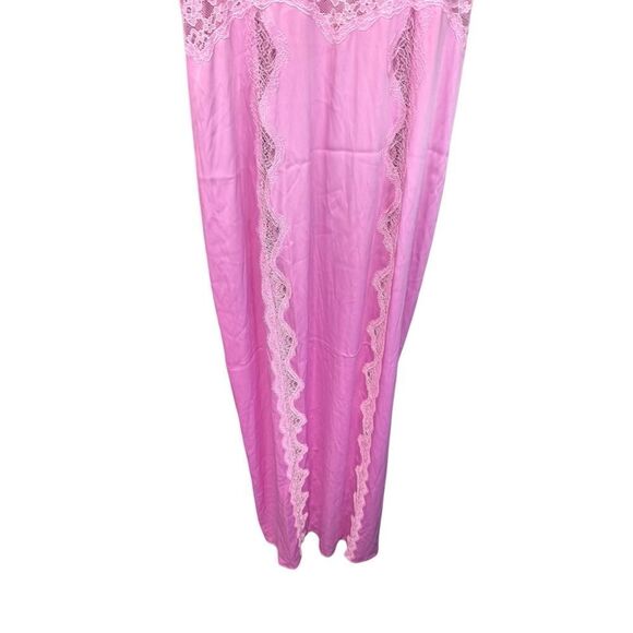 Victoria’s Secret Pink Satin Lace Slip Dress Nightgown Small Maxi Lingerie 🌸 - Picture 7 of 14